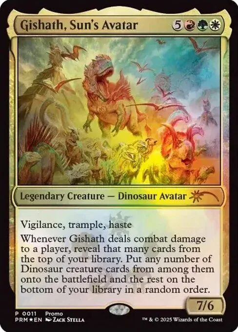 Gishath, Sun's Avatar, carta Magic di tipo Legendary Creature — Dinosaur Avatar illustrata da Zack Stella