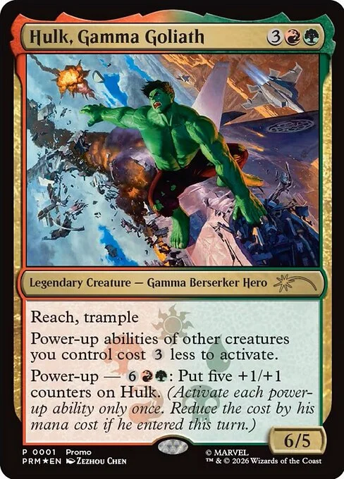 Hulk, Gamma Goliath, carta Magic di tipo Legendary Creature — Gamma Berserker Hero illustrata da Zezhou Chen