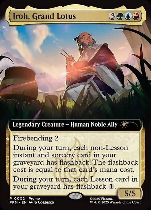 Iroh, Grand Lotus, carta Magic di tipo Legendary Creature — Human Noble Ally illustrata da Jo Cordisco