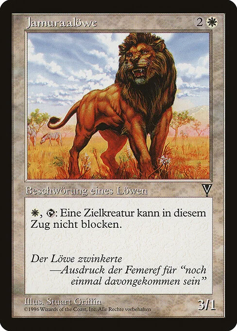 Jamuraan Lion, carta Magic di tipo Creature — Cat illustrata da Stuart Griffin