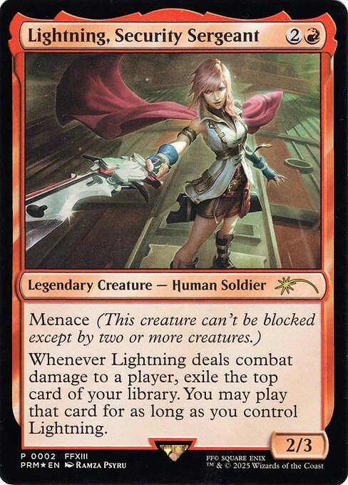 Lightning, Security Sergeant, carta Magic di tipo Legendary Creature — Human Soldier illustrata da Ramza Psyru