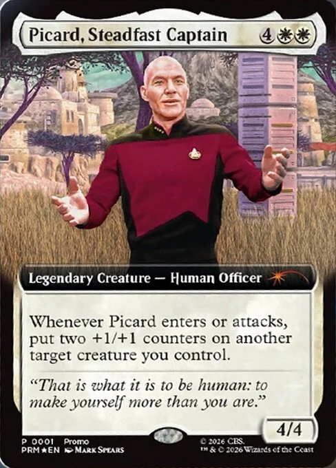 Picard, Steadfast Captain, carta Magic di tipo Legendary Creature — Human Officer illustrata da Mark Spears
