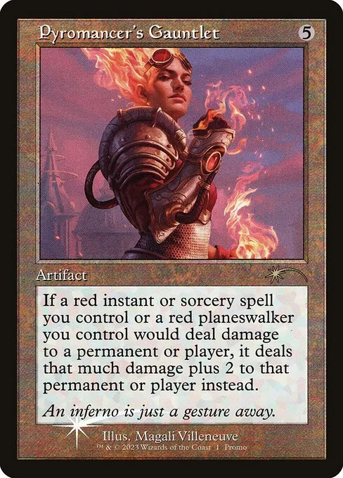 Pyromancer's Gauntlet, carta Magic di tipo Artifact illustrata da Magali Villeneuve