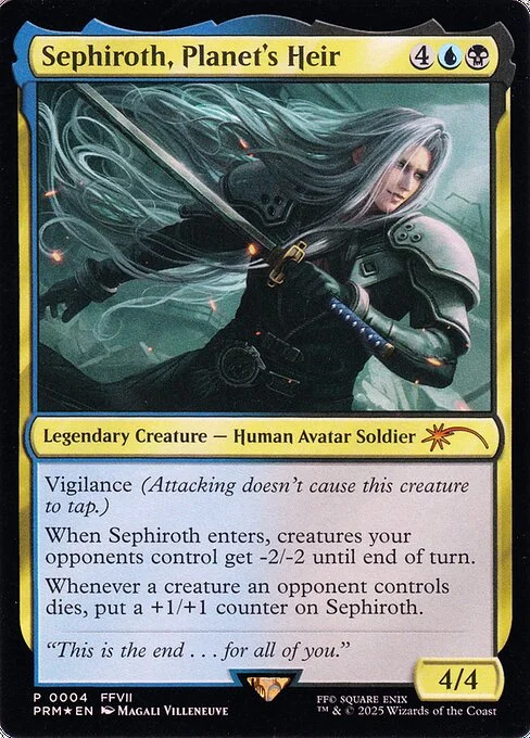 Sephiroth, Planet's Heir, carta Magic di tipo Legendary Creature — Human Avatar Soldier illustrata da Magali Villeneuve