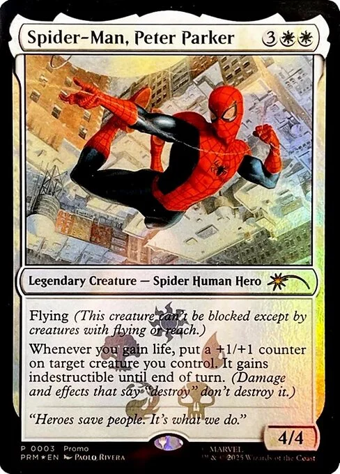 Spider-Man, Peter Parker, carta Magic di tipo Legendary Creature — Spider Human Hero illustrata da Paolo Rivera