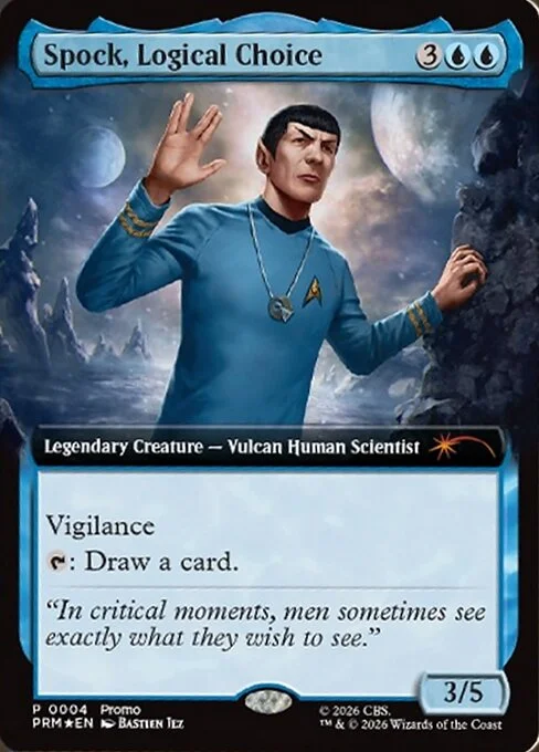 Spock, Logical Choice, carta Magic di tipo Legendary Creature — Vulcan Human Scientist illustrata da Bastien Jez