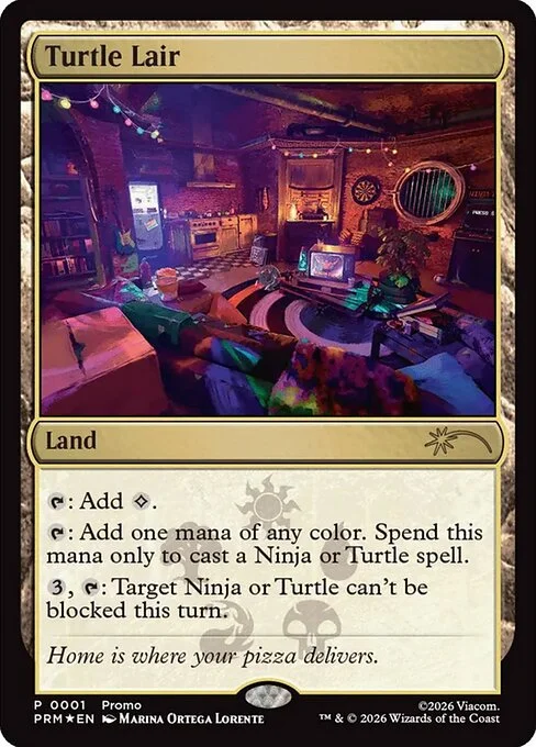 Turtle Lair, carta Magic di tipo Land illustrata da Marina Ortega Lorente