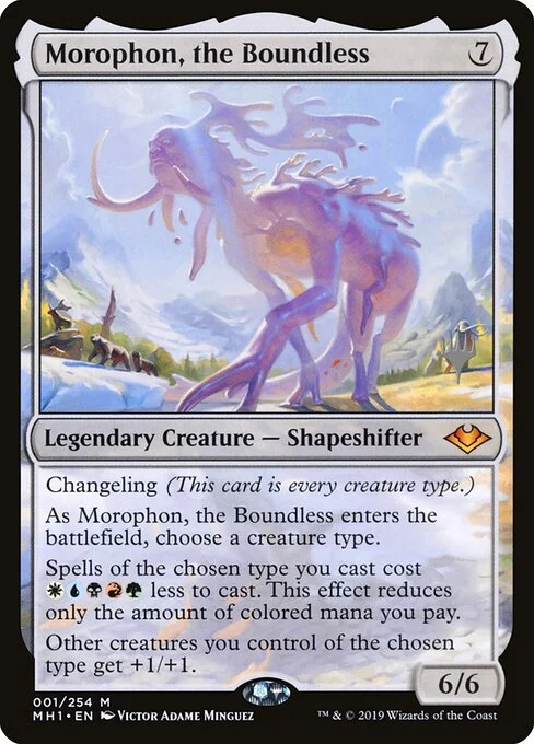 Morophon, the Boundless, carta Magic di tipo Legendary Creature — Shapeshifter illustrata da Victor Adame Minguez
