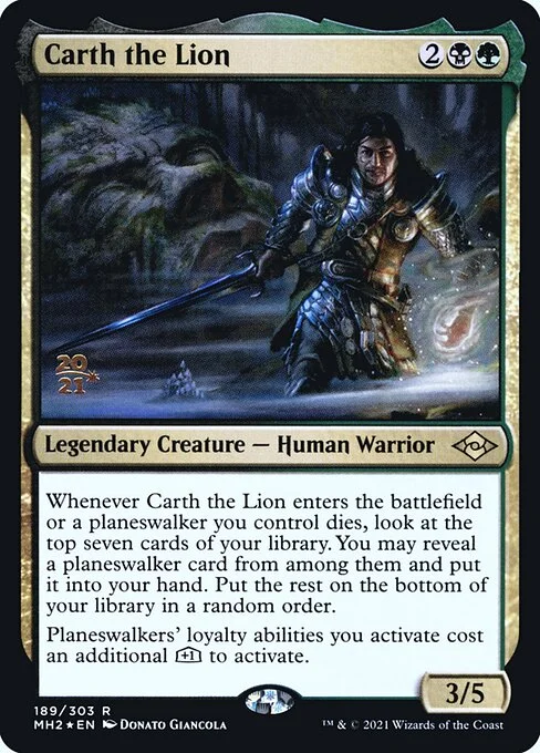 Carth the Lion, carta Magic di tipo Legendary Creature — Human Warrior illustrata da Donato Giancola