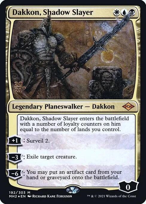 Dakkon, Shadow Slayer, carta Magic di tipo Legendary Planeswalker — Dakkon illustrata da Richard Kane Ferguson