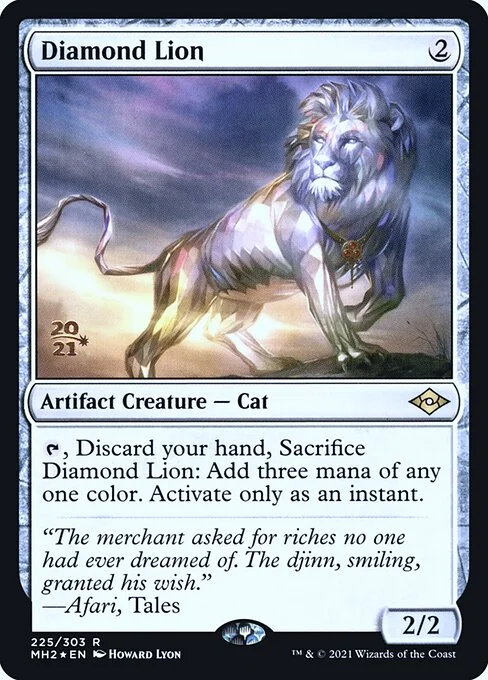 Diamond Lion, carta Magic di tipo Artifact Creature — Cat illustrata da Howard Lyon