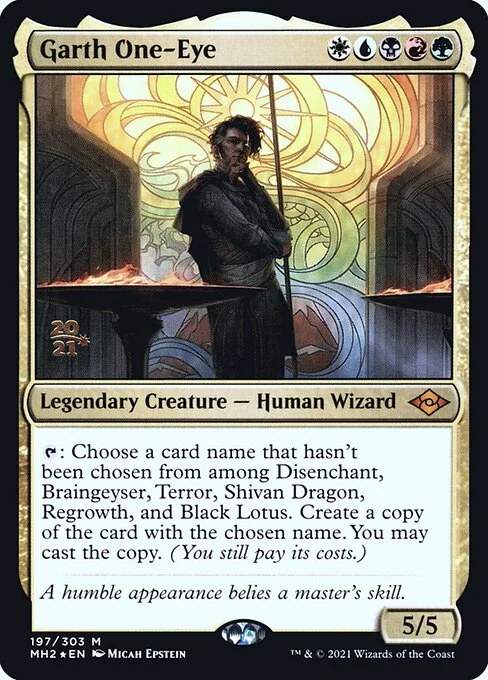 Garth One-Eye, carta Magic di tipo Legendary Creature — Human Wizard illustrata da Micah Epstein