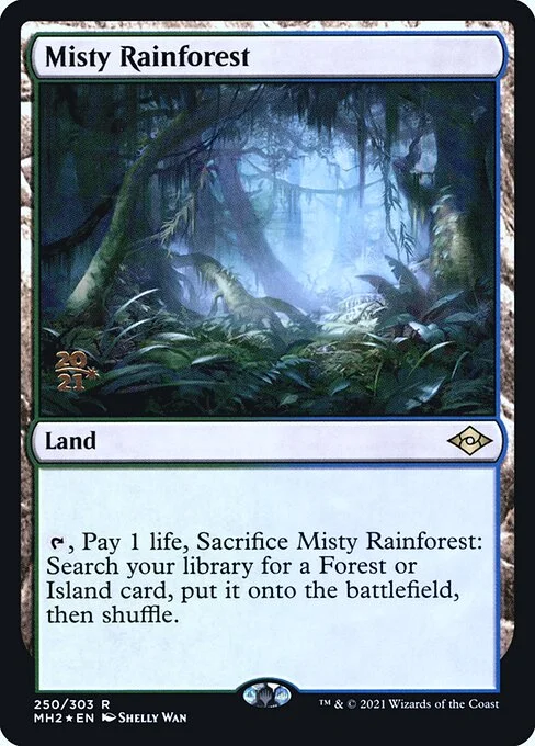 Misty Rainforest, carta Magic di tipo Land illustrata da Shelly Wan
