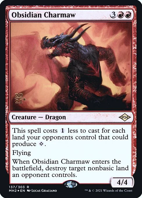 Obsidian Charmaw, carta Magic di tipo Creature — Dragon illustrata da Lucas Graciano