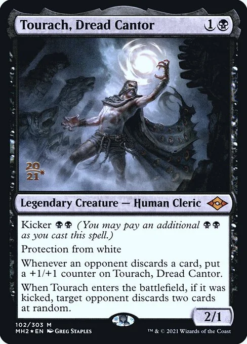 Tourach, Dread Cantor, carta Magic di tipo Legendary Creature — Human Cleric illustrata da Greg Staples