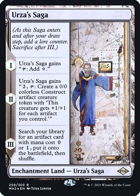 Urza's Saga, carta Magic di tipo Enchantment Land — Urza's Saga illustrata da Titus Lunter