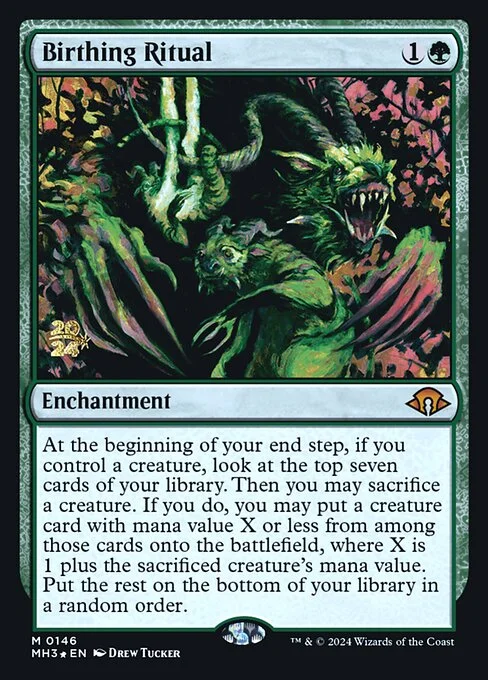 Birthing Ritual, carta Magic di tipo Enchantment illustrata da Drew Tucker