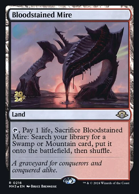 Bloodstained Mire, carta Magic di tipo Land illustrata da Bruce Brenneise