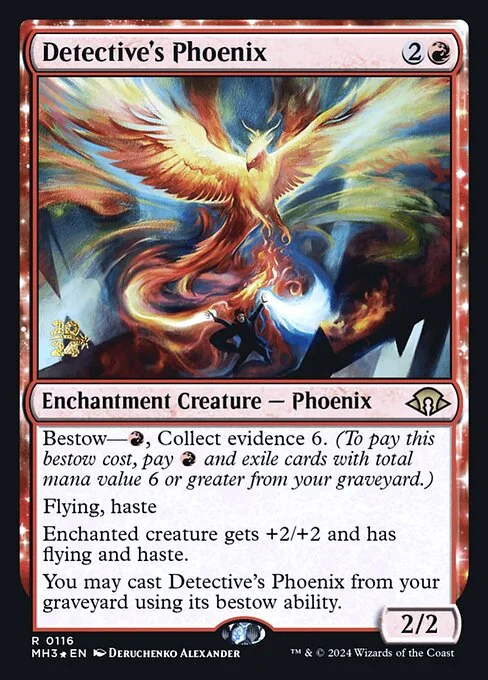 Detective's Phoenix, carta Magic di tipo Enchantment Creature — Phoenix illustrata da Deruchenko Alexander