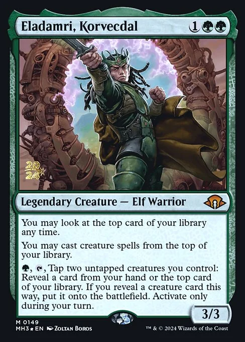 Eladamri, Korvecdal, carta Magic di tipo Legendary Creature — Elf Warrior illustrata da Zoltan Boros