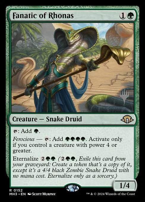 Fanatic of Rhonas, carta Magic di tipo Creature — Snake Druid illustrata da Scott Murphy