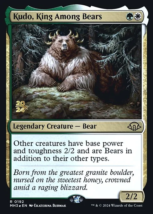 Kudo, King Among Bears, carta Magic di tipo Legendary Creature — Bear illustrata da Ekaterina Burmak