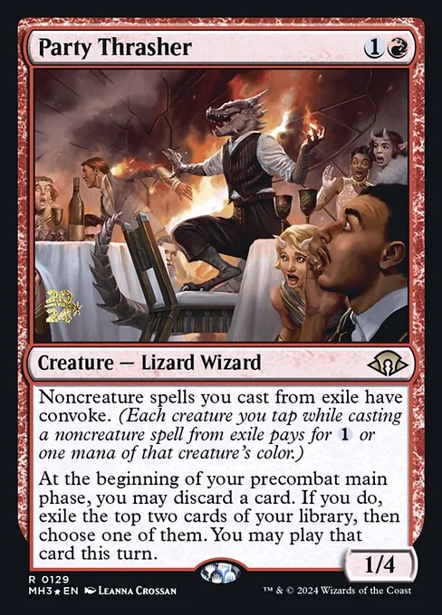 Party Thrasher, carta Magic di tipo Creature — Lizard Wizard illustrata da Leanna Crossan