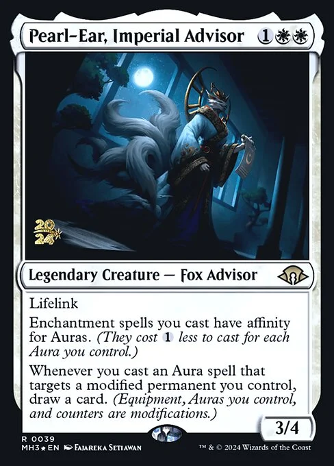 Pearl-Ear, Imperial Advisor, carta Magic di tipo Legendary Creature — Fox Advisor illustrata da Fajareka Setiawan