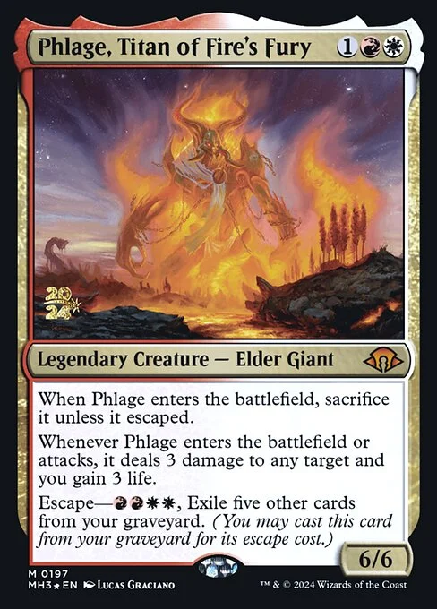 Phlage, Titan of Fire's Fury, carta Magic di tipo Legendary Creature — Elder Giant illustrata da Lucas Graciano