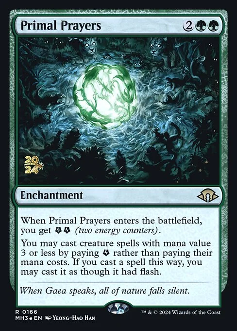 Primal Prayers, carta Magic di tipo Enchantment illustrata da Yeong-Hao Han