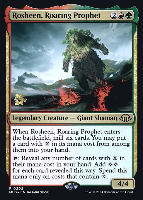 Rosheen, Roaring Prophet, carta Magic di tipo Legendary Creature — Giant Shaman illustrata da Fang Xinyu