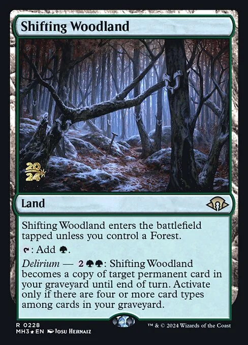 Shifting Woodland, carta Magic di tipo Land illustrata da Josu Hernaiz