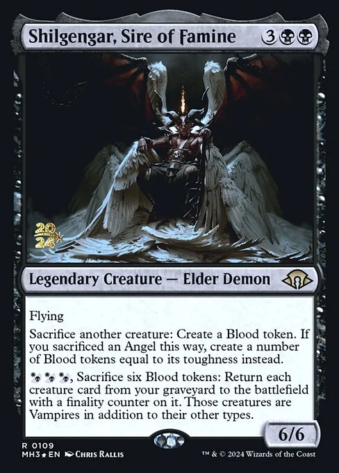 Shilgengar, Sire of Famine, carta Magic di tipo Legendary Creature — Elder Demon illustrata da Chris Rallis