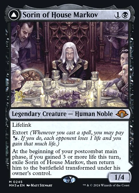 Sorin of House Markov // Sorin, Ravenous Neonate, carta Magic di tipo Legendary Creature — Human Noble // Legendary Planeswalker — Sorin illustrata da Matt Stewart
