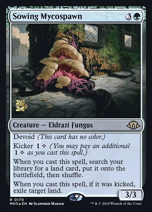 Sowing Mycospawn, carta Magic di tipo Creature — Eldrazi Fungus illustrata da Slawomir Maniak