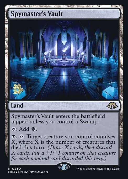 Spymaster's Vault, carta Magic di tipo Land illustrata da David Álvarez