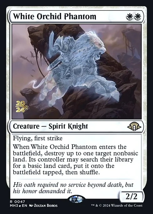 White Orchid Phantom, carta Magic di tipo Creature — Spirit Knight illustrata da Zoltan Boros
