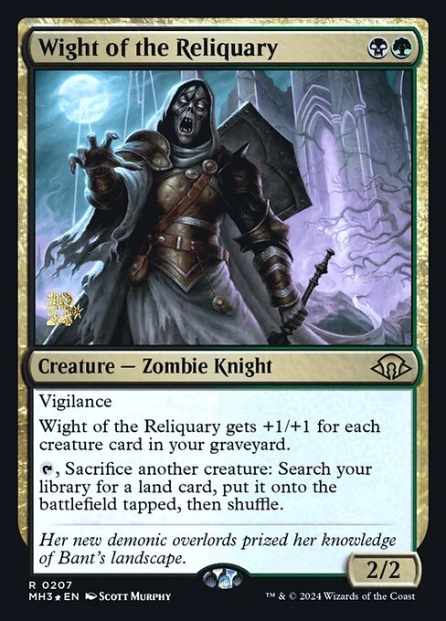 Wight of the Reliquary, carta Magic di tipo Creature — Zombie Knight illustrata da Scott Murphy