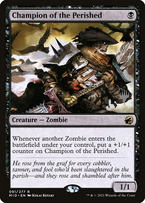 Champion of the Perished, carta Magic di tipo Creature — Zombie illustrata da Kekai Kotaki