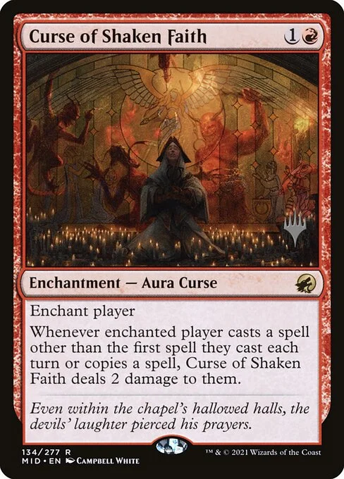 Curse of Shaken Faith, carta Magic di tipo Enchantment — Aura Curse illustrata da Campbell White