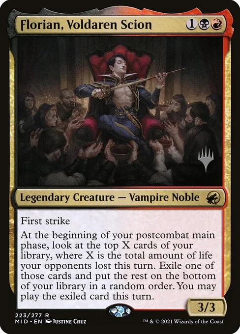 Florian, Voldaren Scion, carta Magic di tipo Legendary Creature — Vampire Noble illustrata da Justine Cruz