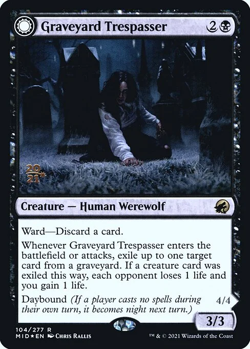 Graveyard Trespasser // Graveyard Glutton, carta Magic di tipo Creature — Human Werewolf // Creature — Werewolf illustrata da Chris Rallis