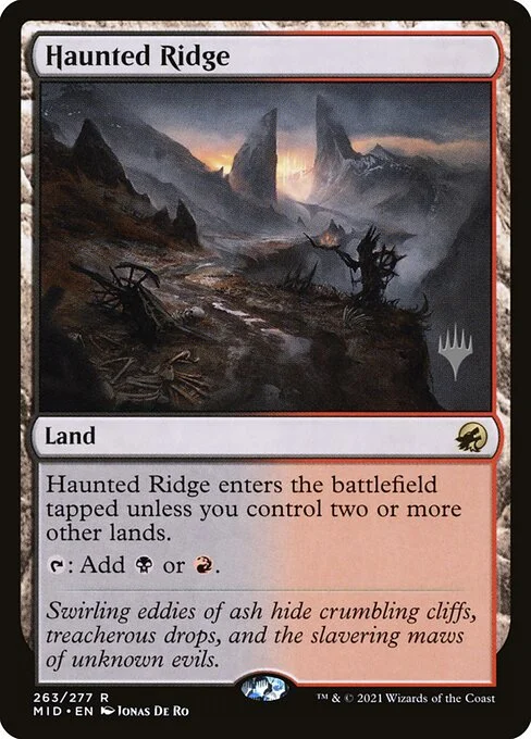 Haunted Ridge, carta Magic di tipo Land illustrata da Jonas De Ro