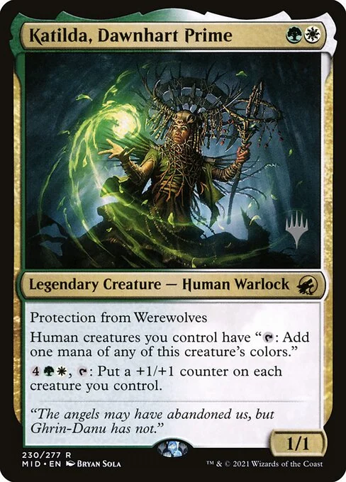 Katilda, Dawnhart Prime, carta Magic di tipo Legendary Creature — Human Warlock illustrata da Bryan Sola