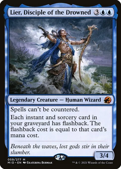 Lier, Disciple of the Drowned, carta Magic di tipo Legendary Creature — Human Wizard illustrata da Ekaterina Burmak