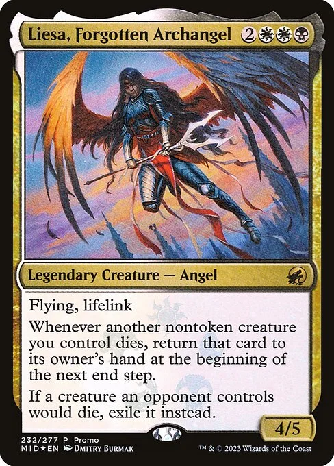 Liesa, Forgotten Archangel, carta Magic di tipo Legendary Creature — Angel illustrata da Dmitry Burmak
