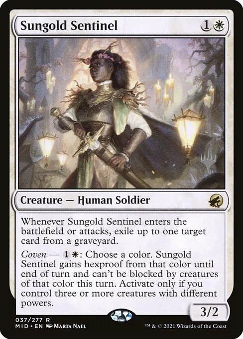 Sungold Sentinel, carta Magic di tipo Creature — Human Soldier illustrata da Marta Nael