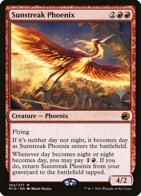 Sunstreak Phoenix, carta Magic di tipo Creature — Phoenix illustrata da Brian Valeza