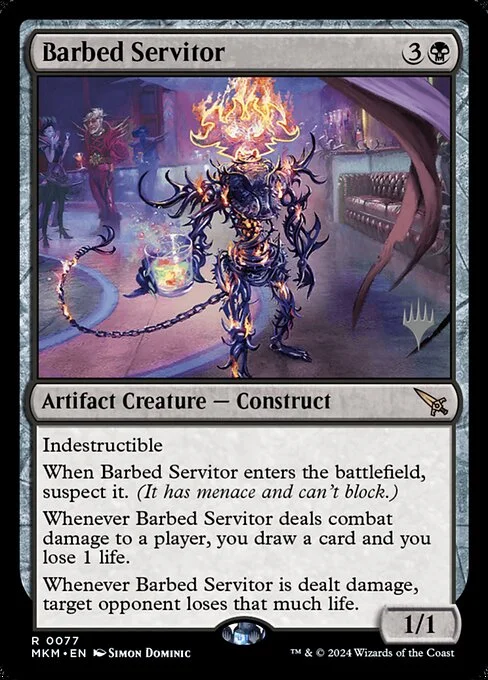 Barbed Servitor, carta Magic di tipo Artifact Creature — Construct illustrata da Simon Dominic