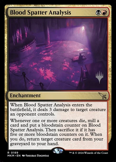 Blood Spatter Analysis, carta Magic di tipo Enchantment illustrata da Jokubas Uogintas